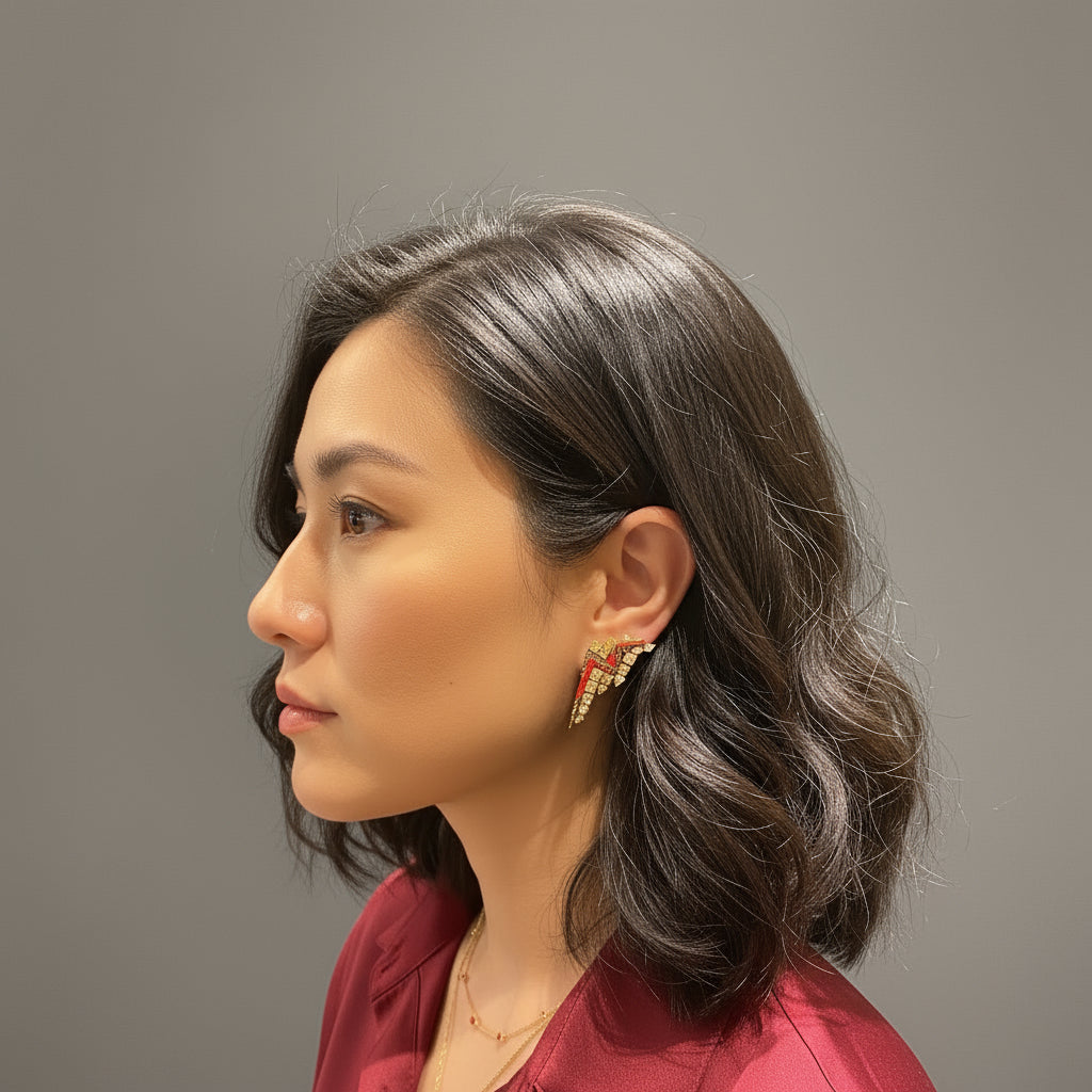 The Red Thunder with Golden Rain Earrings