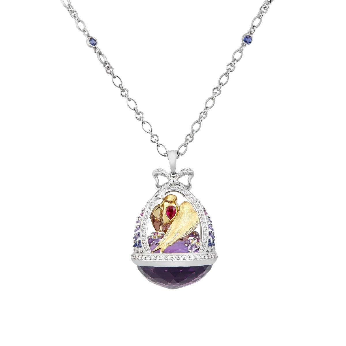 Forget me not! Necklace with Amethyst, ruby and saphire
