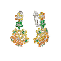 Tsvetodelika: Tsavorite, Orange and Yellow Saphire, and diamonds  Earring