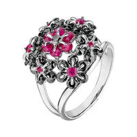 Tsvetodelika: Ruby and black diamonds ring